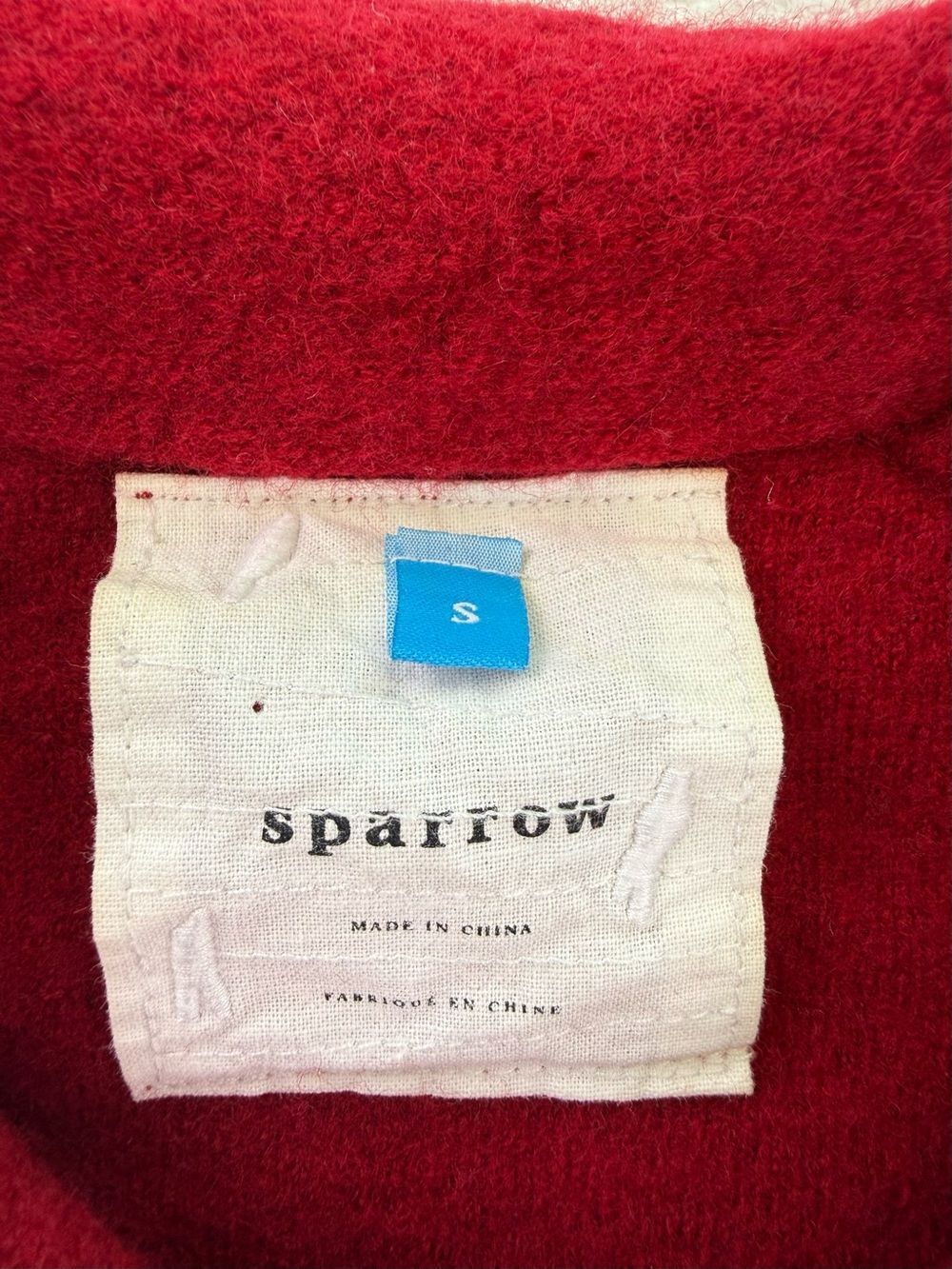Sparrow 100% Wool Red Button Front Jacket Collared Pockets Size S - Picture 3 of 8